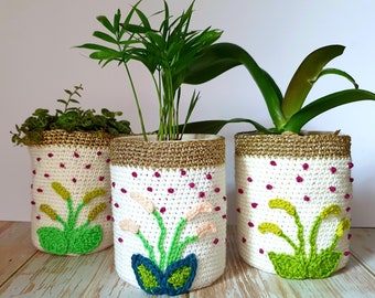 Foxtail Pot Plant Cosy - digital crochet pattern