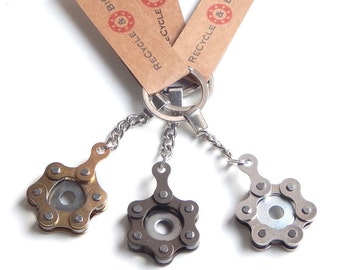 Bicycle Bike Chain & Washer Keyring Key Ring By ReCycle And BiCycle Cycling Gift