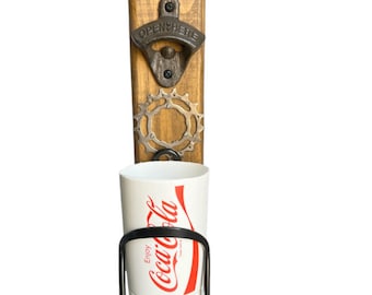 Upcycled Wood & Bicycle Parts Wall Bottle Opener
