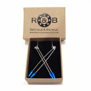 Bicycle Recycled Brake Cable Solid Silver Earrings Pair image 5