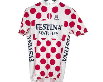 Rare Festina Polkadot KOM Cycling Jersey 40″ Chest Medium