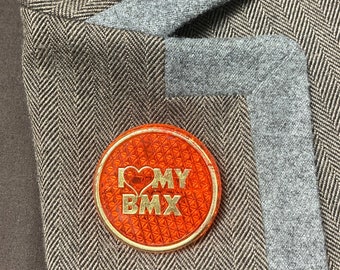 Retro I love My BMX Plastic Lapel Pin Badge