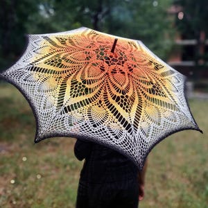 Parapluie jaune au crochet Accessoires de mariage Parasol victorien noir Parapluie gothique au crochet Parasol gothique en dentelle blanc-orange Accessoire photo