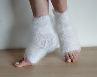 Handgebreide mohair sokken Yoga sokken Gebreide pedicure sokken Slippers sokken Hiel sokken Spa sokken Jubileumcadeau Cadeau voor Kerstmis