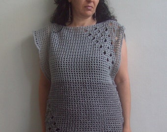 Brandneue handgestrickte Tunika-Silberbluse für den Sommer