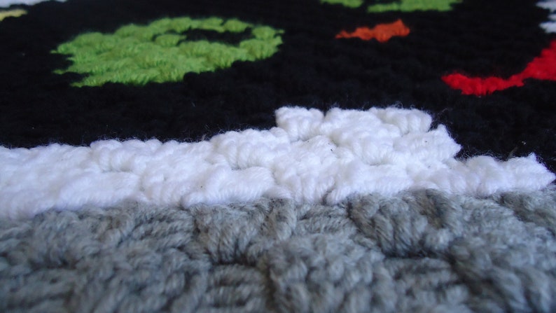 Hand-crochet wool baby blanket with Black Cat Favourite children quilt with Cat Handmade Halloween blanket