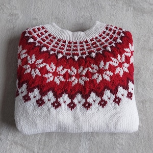 Hand-knitted wool Icelandic sweater Hand-made soft and fuzzy christmas sweater Nordic knit pullover Unisex wool sweater