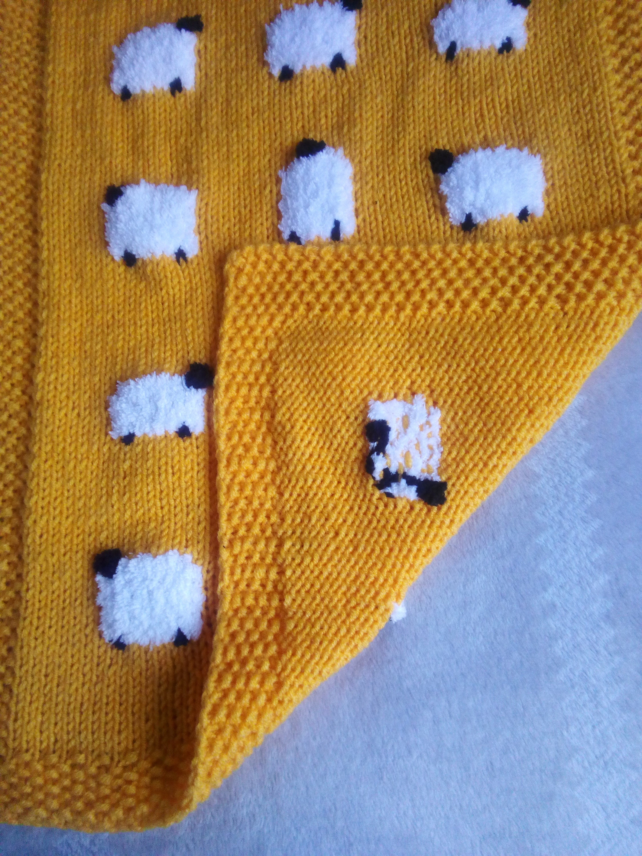 Handknitted wool baby blanket with sheep Favourite children Etsy