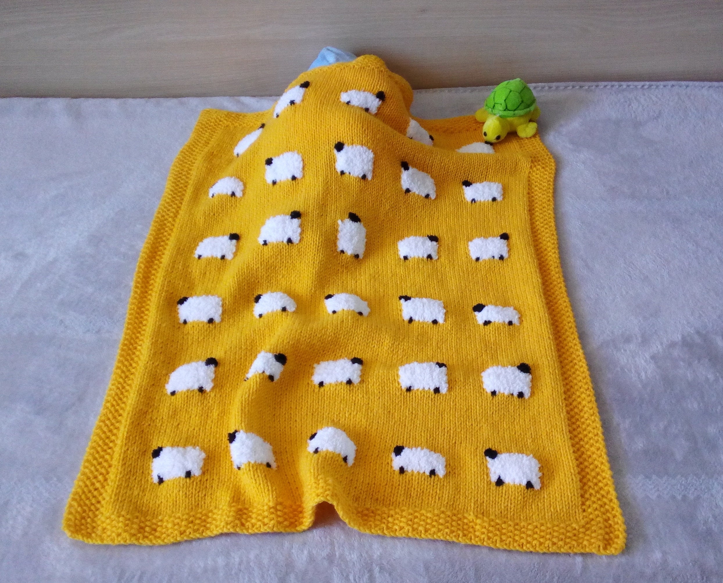 Hand-knitted Wool Baby Blanket With Sheep Favourite Children