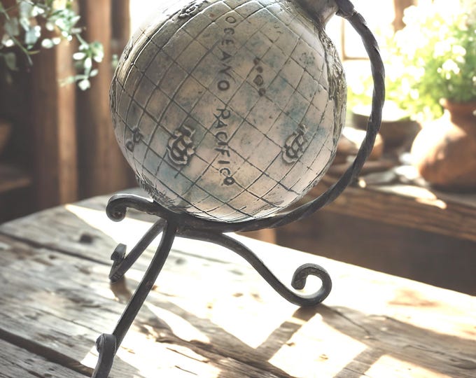 Vintage Creative World Ceramic Desktop Globe with Metal Stand