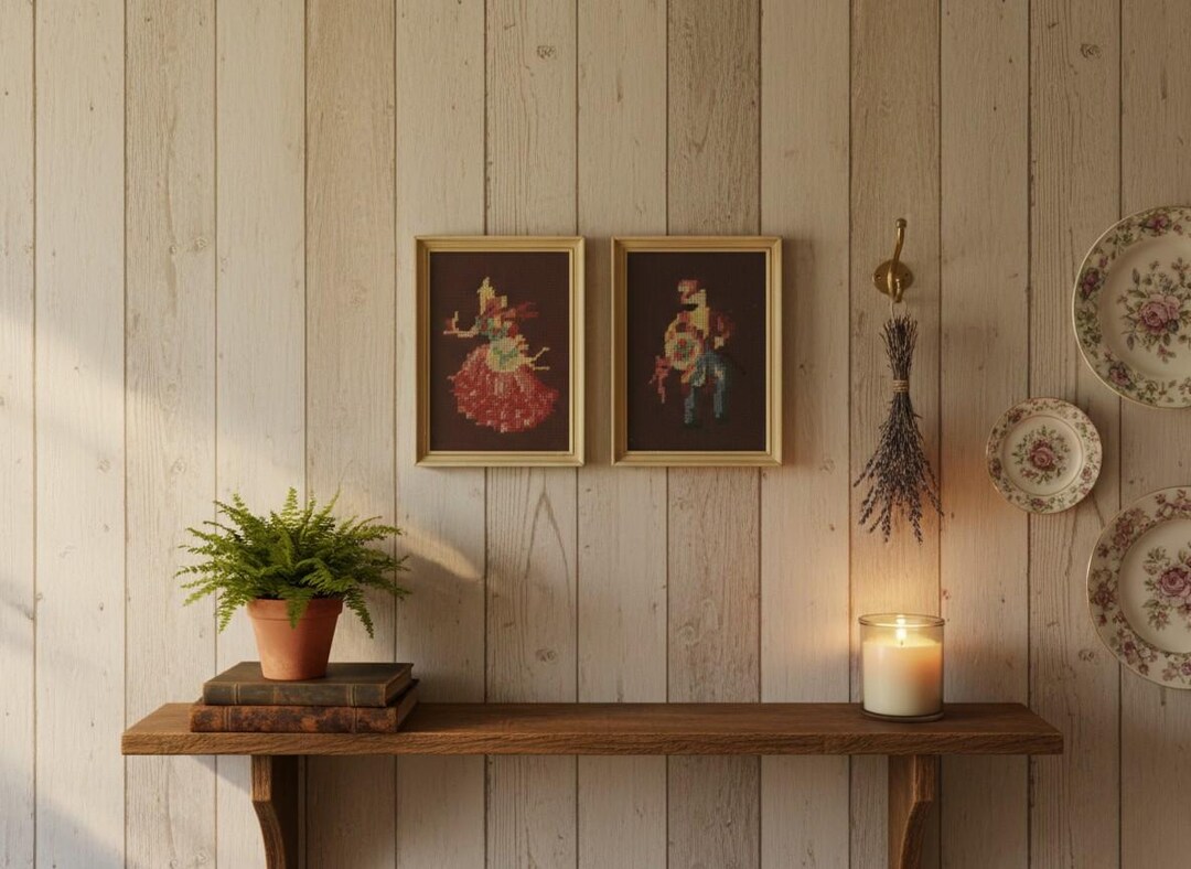 Pair of Small Vintage Framed Needlepoint Wall Art - Etsy