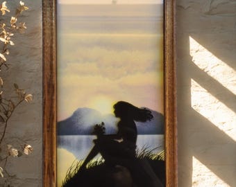 Vintage Reverse Painted Silhouette Wall Art Print