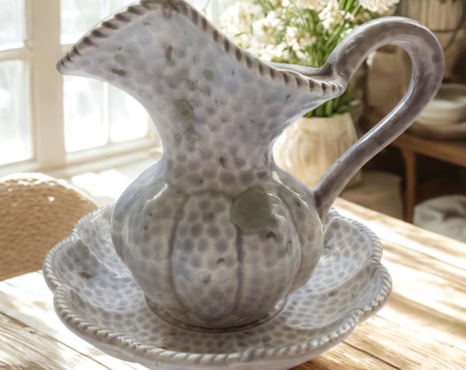 Vintage Ceramic Water Pitcher and Basin