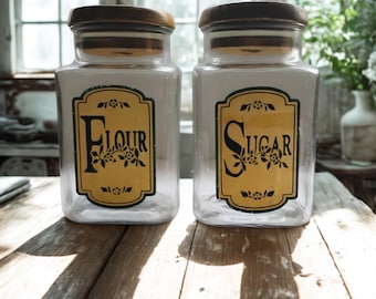 Vintage Flour & Sugar Glass Canister Set