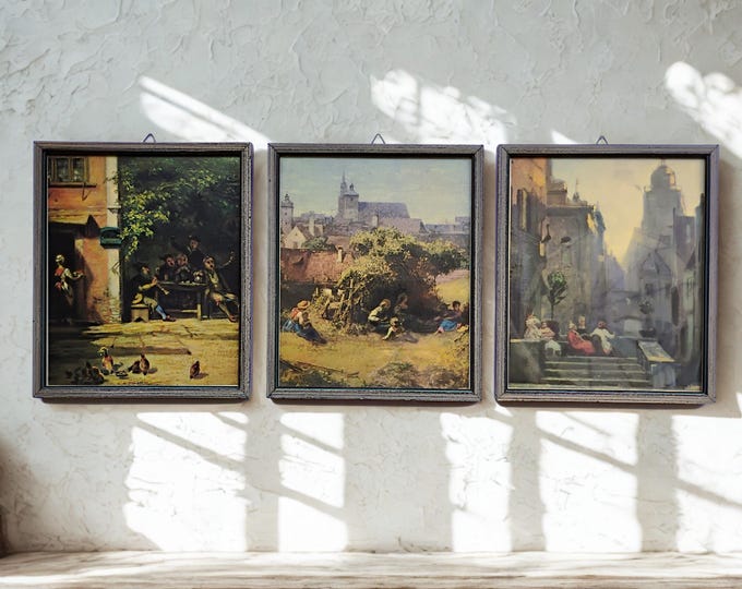 Set of 3 Vintage Framed Carl Spitzweg Art Prints