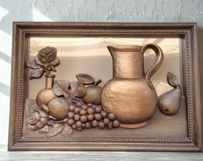 Vintage Coppercraft Guild Fruit, Flower & Pitcher 3D Wall Decor
