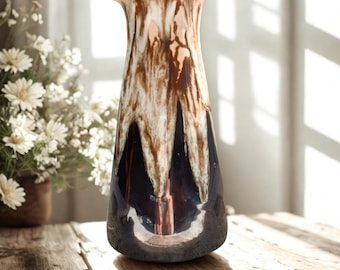 Vintage Brown Drip Glaze Pottery Pitcher
