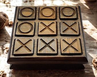 Vintage Wooden Tic Tac Toe Game Set