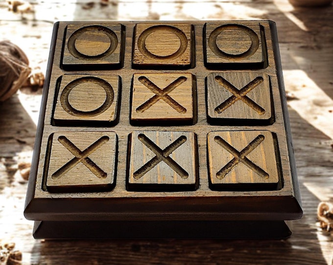 Vintage Wooden Tic Tac Toe Game Set