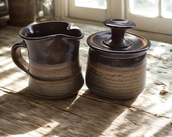 Vintage Stoneware Creamer and Sugar Bowl Set