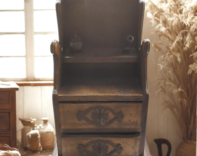 Heavy Vintage Solid Wood Desk Organizer with Drawers