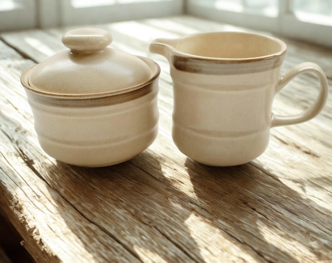 Vintage Mikasa Country Side Stoneware Creamer & Sugar Bowl Set