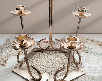 Vintage MCM Homeco Brass Tiered Expandable Candlestick Holder