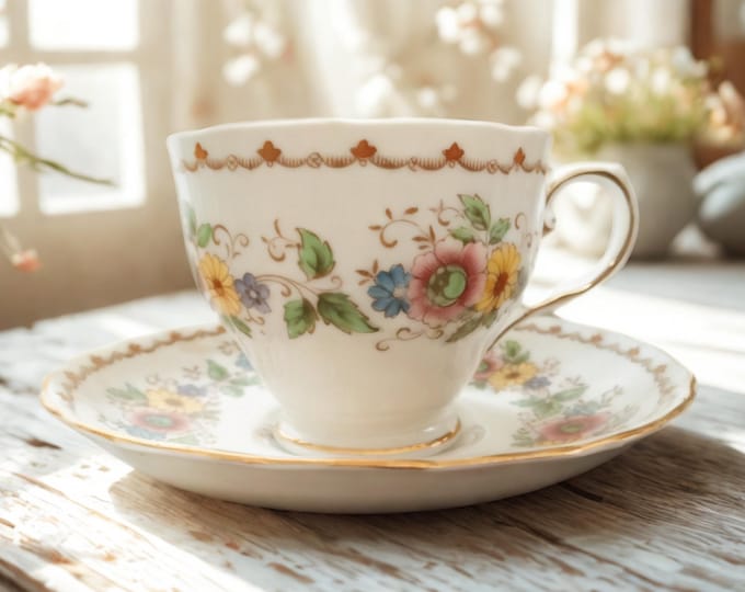 Vintage Tuscan Fine English Bone China Teacup and Saucer Set