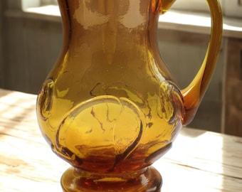 Vintage Amber Glass Pitcher