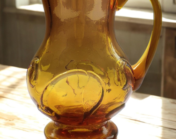 Vintage Amber Glass Pitcher