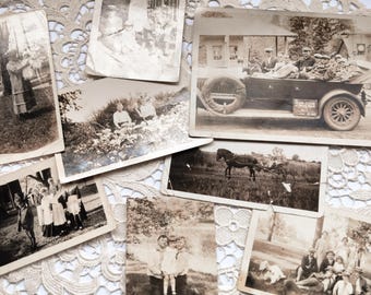 Lot of 10 Mystery Vintage Black & White Photographs | Junk Journaling, Ephemera, Scrabooking