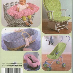 Baby Accessories Simplicity Pattern 4636 Covers for Car Seat, Shopping Cart, Stoller, More Uncut