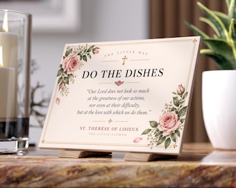St. Thérèse DO THE DISHES Ceramic Tile, Catholic Kitchen Decor
