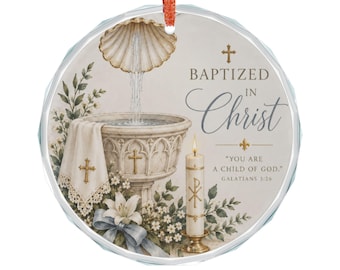 Baptized in Christ Glass Ornament | Personalized Baptism Christening Keepsake Gift