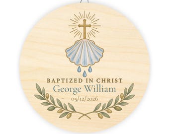 Personalized Baptism Wood Sign | Baptized in Christ Custom Name Catholic Gift