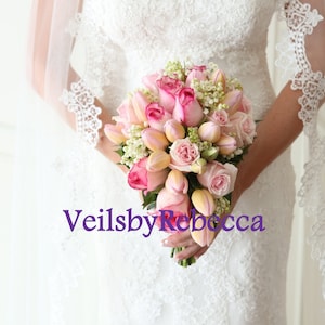 Boho Venice Lace Veil-1 tier scalloped lace cathedral veil,slim Guipure lace veil, Bohomian Mantilla Lace veil,Vintage lace Veil 624