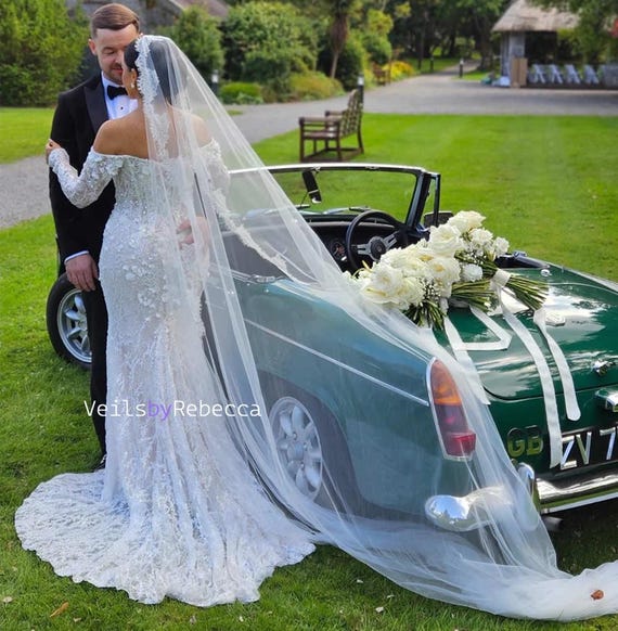 1 Tier Chantilly Lace Royal/cathedral Mantilla Wedding Veil  display picture 2