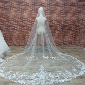 1 tier sparking sequin embroidery lace appliques catholic religious Spanish Mantilla bridal wedding veil S465 image 3