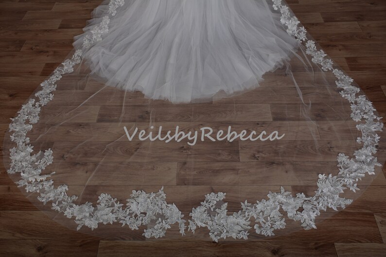 Big floral lace wedding veil,lace royal veil,lace cathedral veil lace chapel veil R218,vintage flowery cathedral veil floral long lace veil