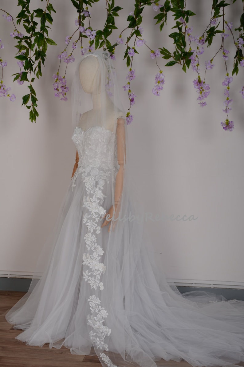 Big floral lace wedding veil,lace royal veil,lace cathedral veil lace chapel veil R218,vintage flowery cathedral veil floral long lace veil