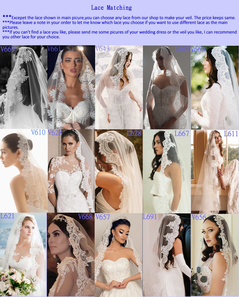 1 tier cathedral French Alencon eyelash lace Spanish Mantilla Veil, 1st Communion Catholic Mantilla lace Wedding Veil V630 image 10