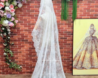 Full Chantilly Lace Mantilla Veil, Cathedral Wedding, French Trim