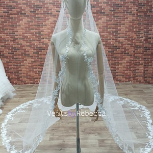 1 tier sparking sequin embroidery lace appliques catholic religious Spanish Mantilla bridal wedding veil S465 image 4