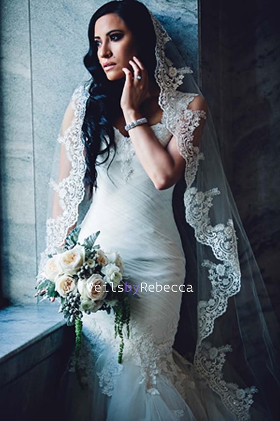 Tier Cathedral Mantilla Lace Veil,lace 1st Communion Mantilla