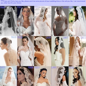 Custom wedding veil, short wedding veil, floral wedding veil, simple wedding veil, soft tulle wedding veil, lace wedding veil V636 image 8