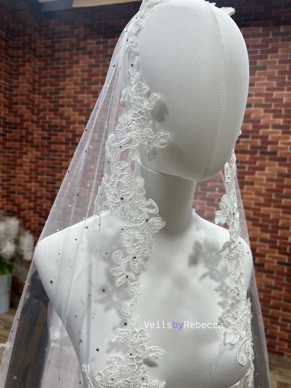 Amazing Tulle Wedding Veil With Lace Appliques Amazing Tulle Wedding Veil With Lace Appliques