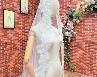 1 tier Chantilly Lace Spanish Mantilla Cathedral Wedding Veil V815