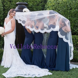 Custom Made Chantilly Lace Veil- 1 tier cathedral lace veil,ivory Chantilly lace royal veil,slim lace cathedral veil, soft lace veil  V628