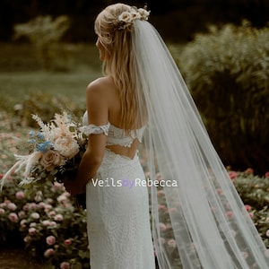 Ivory tulle wedding veil, soft wedding veil, simple wedding veil, cathedral wedding veil, tulle bridal veil, diamond white veil V606