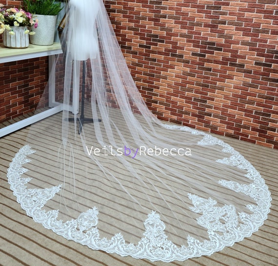 Nuovo velo da sposa cattedrale in tulle morbido avorio con